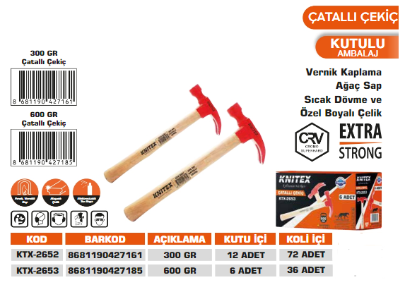 KNITEX-ÇATALLI ÇEKİÇ 600 GR KTX-2653