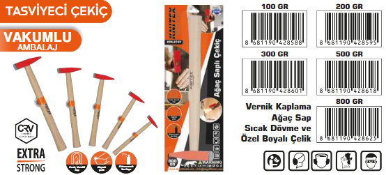 KNITEX-VKM 200 GR TAHTA SAPLI ÇEKİÇ KTX-2734
