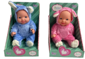 GLOBAL-SEVİMLİ SESLİ BEBEK ROZA TAVŞAN FİGÜRLÜ (96)
